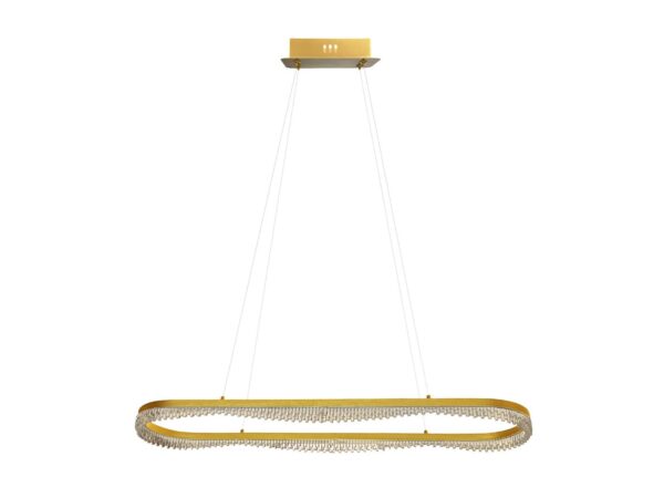 Złota lampa wisząca Nevetora LED 45 W z podłużną owalną obręczą