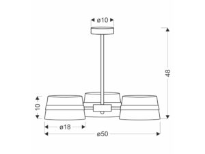 Miniaturka 1 - Lampa wisząca Nevolio trzy abażury – rysunek wymiarowy