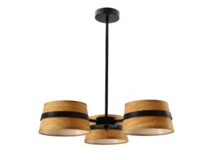 Miniaturka 2 - Lampa wisząca Nevolio czarna z trzema żółtymi abażurami na białym tle