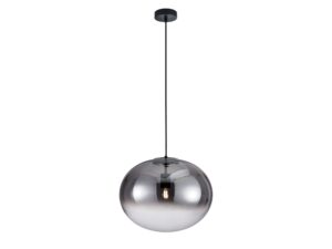 Miniaturka 5 - Lampa wisząca Nevorela czarna z przydymionym szklanym kloszem na białym tle