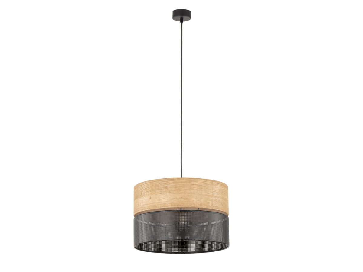 Lampa wisząca Nicol 1-punktowa z dekorem dębu