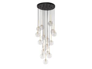 Miniaturka 2 - Lampa wisząca Nilos z siedemnastoma transparentnymi kloszami i złotymi detalami