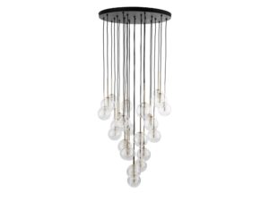 Miniaturka 2 - Lampa wisząca Nilos 26-punktowa czarno-złota z przezroczystymi szklanymi kloszami