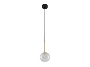 Miniaturka 2 - Lampa wisząca Nilos czarno-złota z pojedynczym przezroczystym kulistym kloszem
