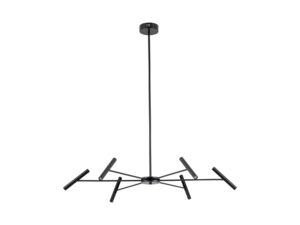 Miniaturka 2 - Czarna lampa wisząca Niva LED 30 W z sześcioma smukłymi oprawami na białym tle