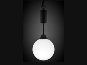 Miniaturka 2 - Lampa wisząca Nola czarna z mleczną szklaną kulą, pełny packshot