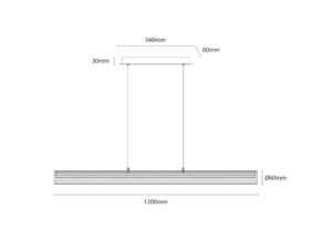 Miniaturka 8 - Lampa wisząca Noreva 16 W – schemat wymiarów oprawy
