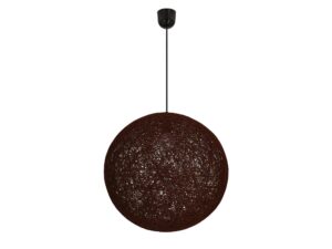 Miniaturka 1 - Brązowa lampa wisząca Norevona z plecionym kloszem 50 cm na białym tle