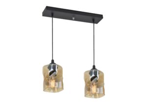 Miniaturka 1 - Lampa wisząca Norodira z bursztynowymi kloszami, widok pod kątem na białym tle