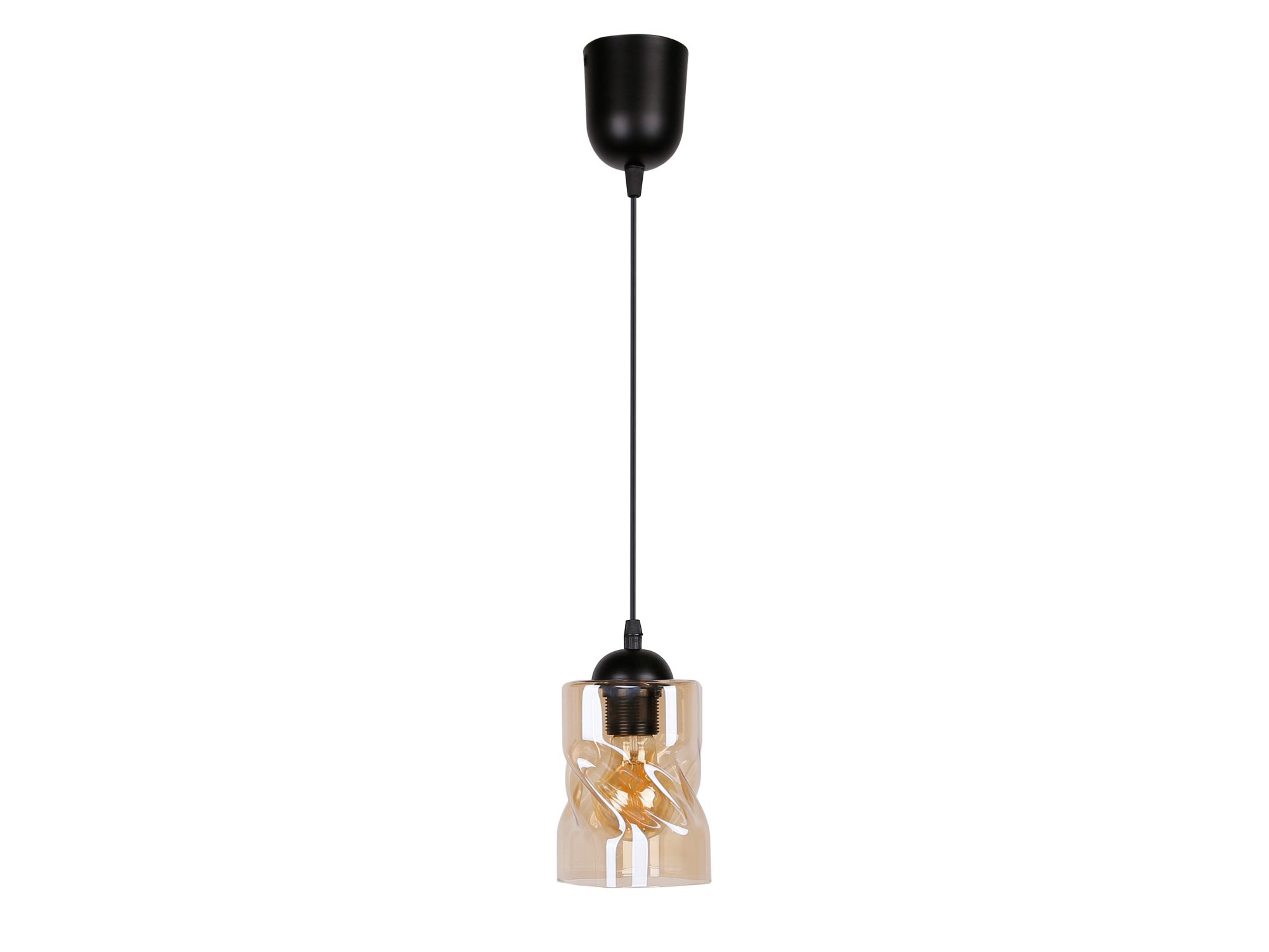 Lampa wisząca Norodira z bursztynowym szklanym kloszem