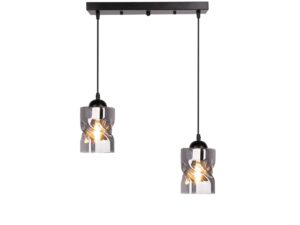 Miniaturka 6 - Lampa wisząca Norodira z zapalonymi żarówkami w przydymionych szklanych kloszach