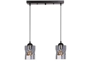 Miniaturka 4 - Lampa wisząca Norodira z dwoma przydymionymi szklanymi kloszami na białym tle