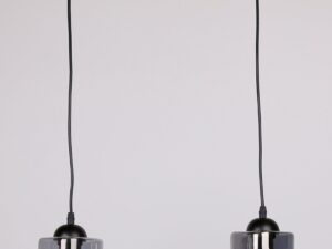 Miniaturka 5 - Lampa wisząca Norodira z dwoma przydymionymi kloszami, zbliżenie konstrukcji