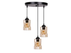 Miniaturka 7 - Lampa wisząca Norodira z trzema bursztynowymi szklanymi kloszami