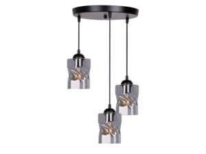 Miniaturka 1 - Lampa wisząca Norodira trzy przydymione szklane klosze