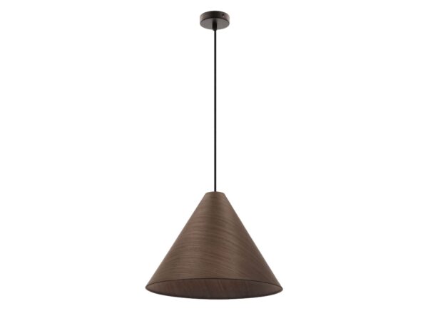 Lampa wisząca Norovona z mahoniowym stożkowym kloszem z forniru