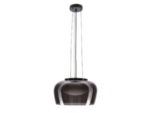 Miniaturka 3 - Lampa wisząca Novemora z przydymionym szklanym kloszem i białą osłoną wewnętrzną