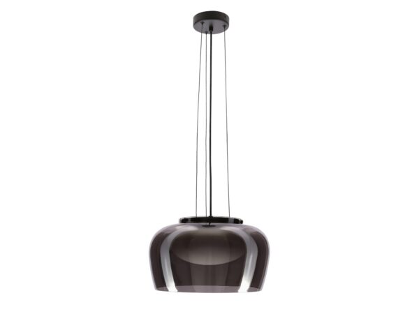 Lampa wisząca Novemora z przydymionym szklanym kloszem i białą osłoną wewnętrzną