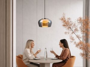 Miniaturka 5 - Przydymiona lampa wisząca Novemora nad stołem w jadalni