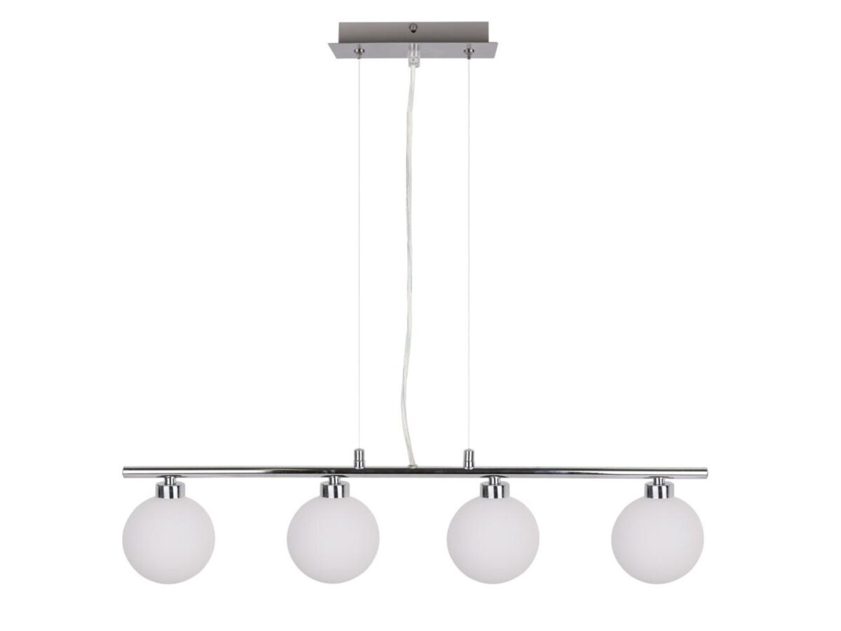 Lampa wisząca Novidia z 4 białymi szklanymi kulami