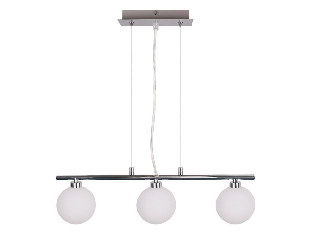Lampa wisząca Novidia z 3 białymi szklanymi kulami