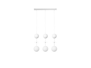 Miniaturka 1 - Lampa wisząca OIO A 3L biała z mosiężnymi elementami i trzema szklanymi kloszami