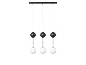 Miniaturka 3 - Lampa wisząca OIO A 3L czarna z mosiężnymi elementami i szklanymi kloszami
