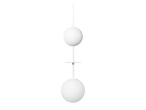 Miniaturka 6 - Biała lampa wisząca OIO A z drewnianą kulą i szklanym kloszem, packshot