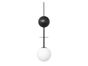 Miniaturka 1 - Czarna lampa wisząca OIO A z drewnianą kulą, packshot