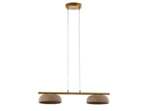Miniaturka 8 - Lampa wisząca Olaf 2 złota z kloszami w kolorze ciepły beż na białym tle