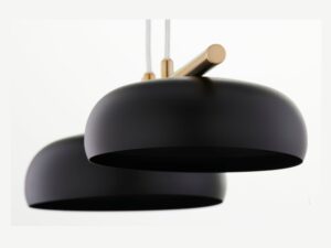 Miniaturka 7 - Lampa wisząca Olaf 2 złota szczotkowana z czarnymi kloszami, dodatkowy kadr