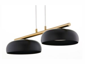 Miniaturka 5 - Lampa wisząca Olaf 2 złota szczotkowana z dwoma czarnymi kloszami