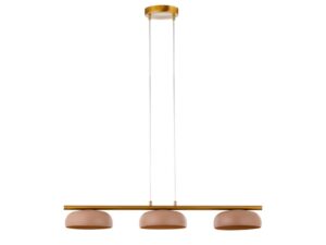 Miniaturka 8 - Lampa wisząca Olaf 3 złota z kloszami w kolorze ciepły beż na białym tle