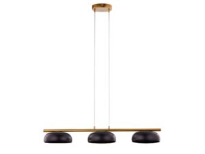 Miniaturka 1 - Lampa wisząca Olaf 3 złota szczotkowana z czarnymi kloszami na białym tle