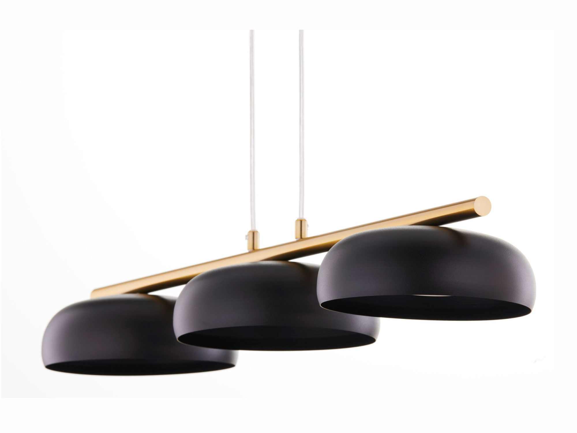 Lampa wisząca Olaf 3 złota szczotkowana z czarnymi kloszami