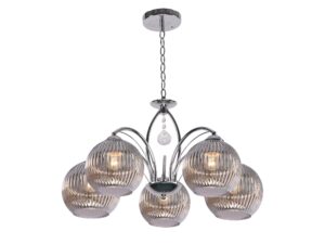Miniaturka 2 - Lampa wisząca Oledino chromowana z pięcioma szklanymi kloszami
