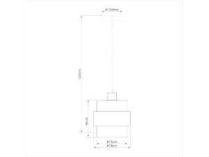 Miniaturka 4 - Rysunek wymiarowy lampy wiszącej Olemira z jednym kloszem