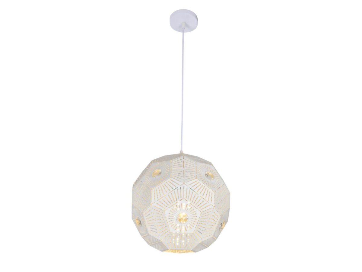 Lampa wisząca Olitona 30 cm z perforowaną kulą i kryształkami