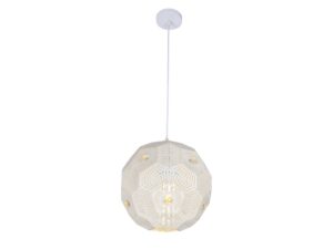 Miniaturka 2 - Lampa wisząca Olitona biała z kulistym perforowanym metalowym kloszem
