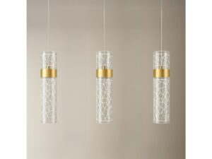 Miniaturka 1 - Lampa wisząca Oloneta 24 W, trzy przezroczyste klosze z ornamentem