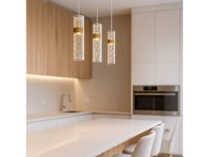 Miniaturka 3 - Trzypunktowa lampa Oloneta 24 W nad wyspą w kuchni