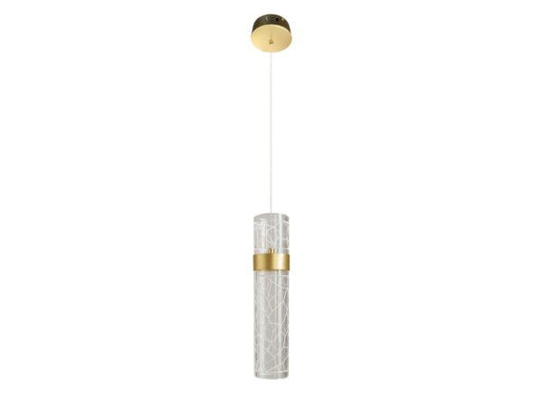Lampa wisząca Oloneta LED 8 W, pojedynczy złoty zwis na białym tle