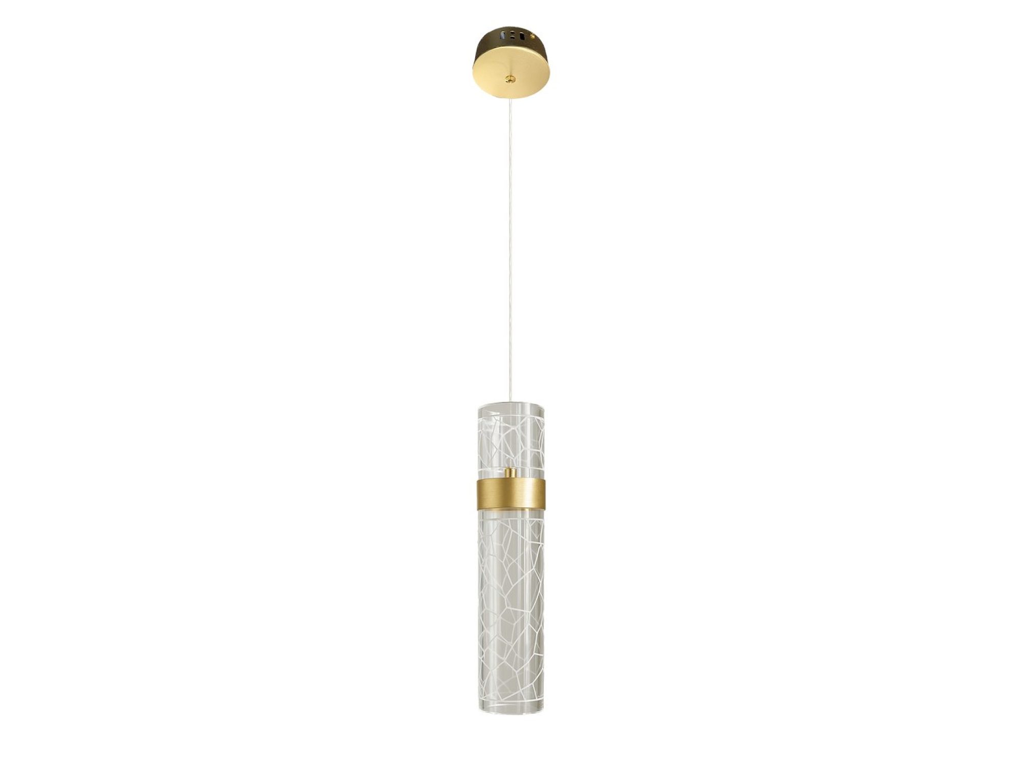 Lampa wisząca Oloneta 8 W złota, pojedynczy klosz na białym tle