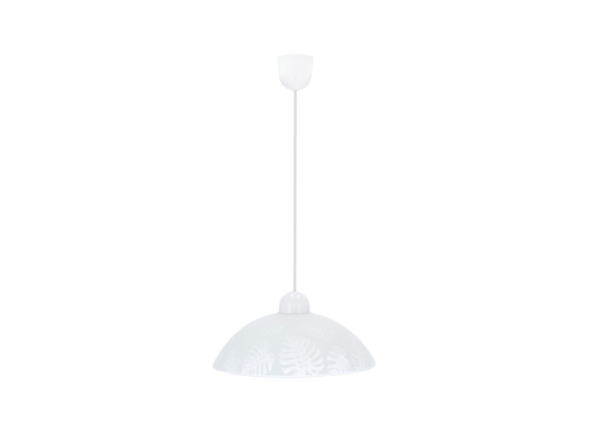 Lampa wisząca Olorena 30 cm biała z wzorem liści E27