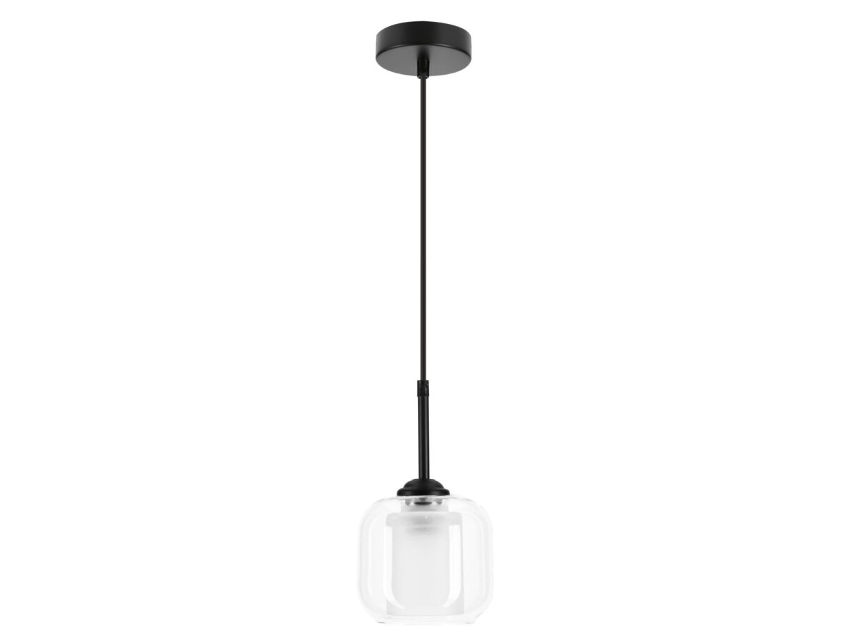 Lampa wisząca Olorona pojedyncza czarna szklany klosz 14 cm