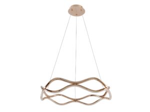 Miniaturka 2 - Lampa wisząca Olosela z falującymi pierścieniami w kolorze patyny i jasną podsufitką