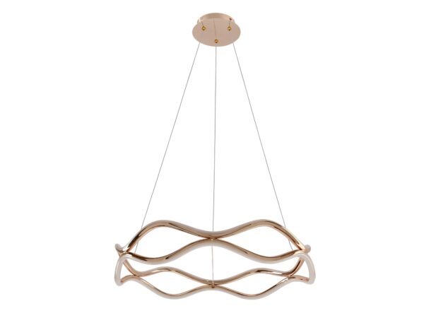 Lampa wisząca Olosela z falującymi pierścieniami w kolorze patyny i jasną podsufitką