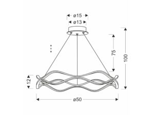 Miniaturka 1 - Rysunek wymiarowy lampy wiszącej Olosela średnica 50 cm i wysokość 100 cm