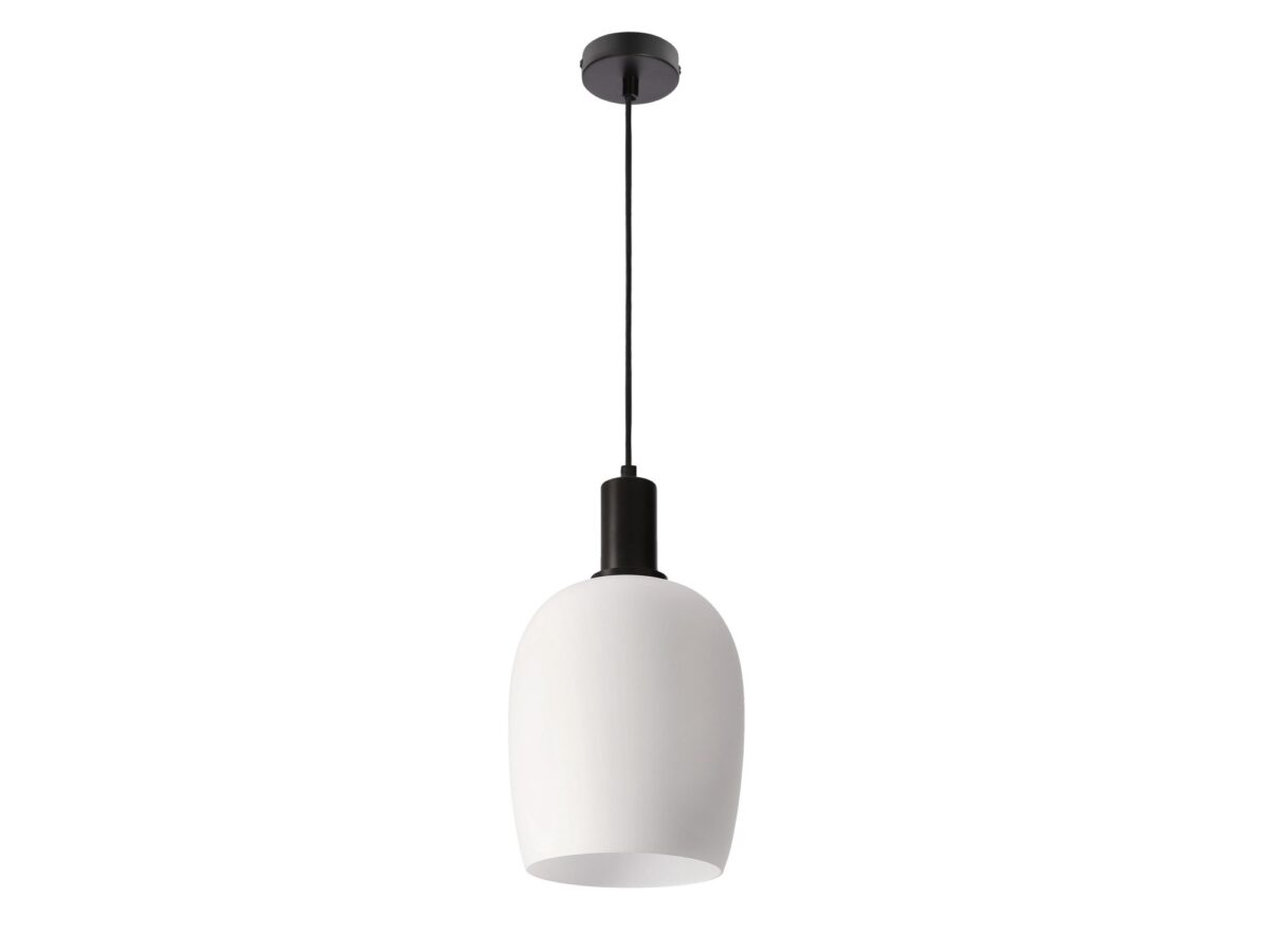 Lampa wisząca Omedona z białym szklanym kloszem 18 cm