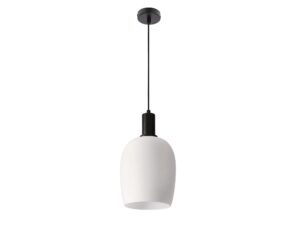 Miniaturka 5 - Lampa wisząca Omedona z białym szklanym kloszem i czarnym zawieszeniem